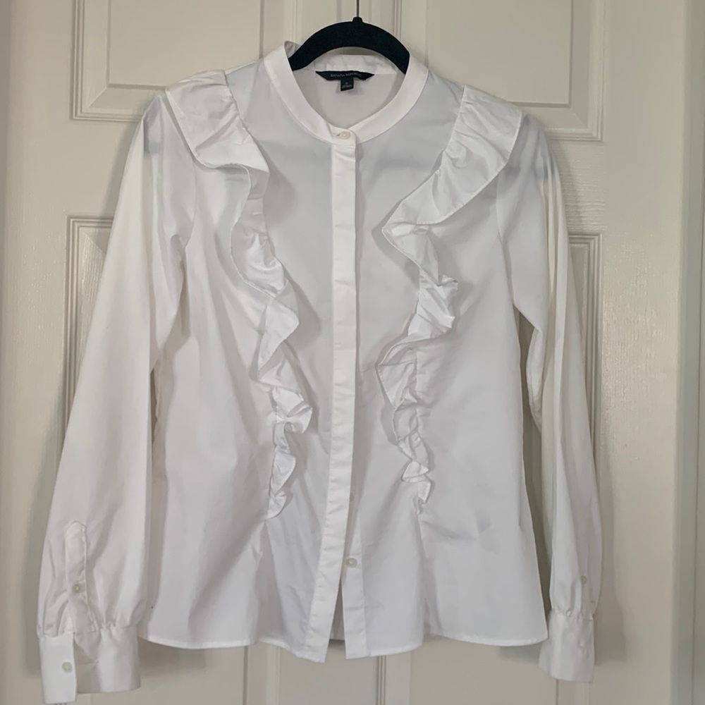 Banana Republic womens sz 8 cotton button down ruffle blouse